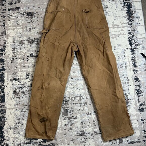Vintage Carhartt Bib Carpenter Overalls Mens 46x34 Brown Duck Double Knee USA - Picture 10 of 16